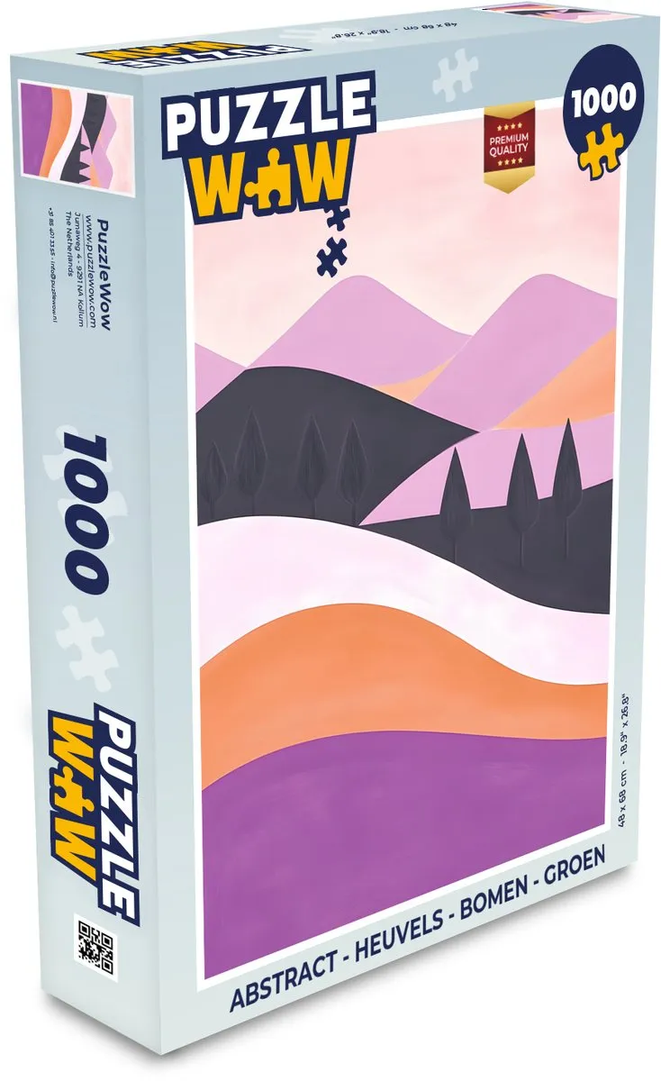 PuzzleWow Abstract Puzzel 1000 Stuks - Heuvels & Bomen Groen