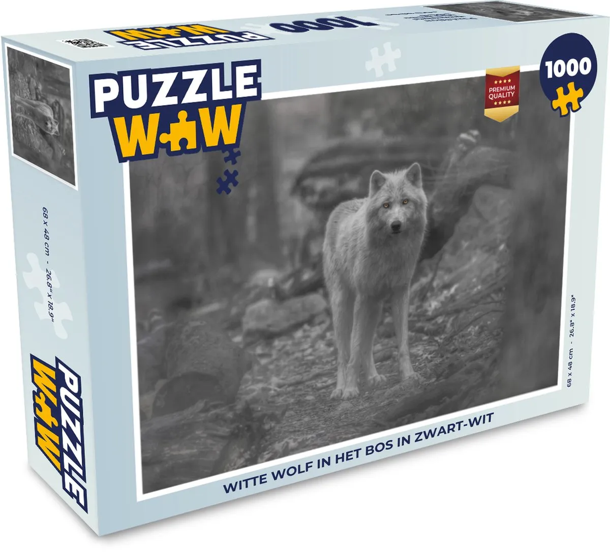 PuzzleWow Legpuzzel Witte Wolf in het Bos 1000 Stuks