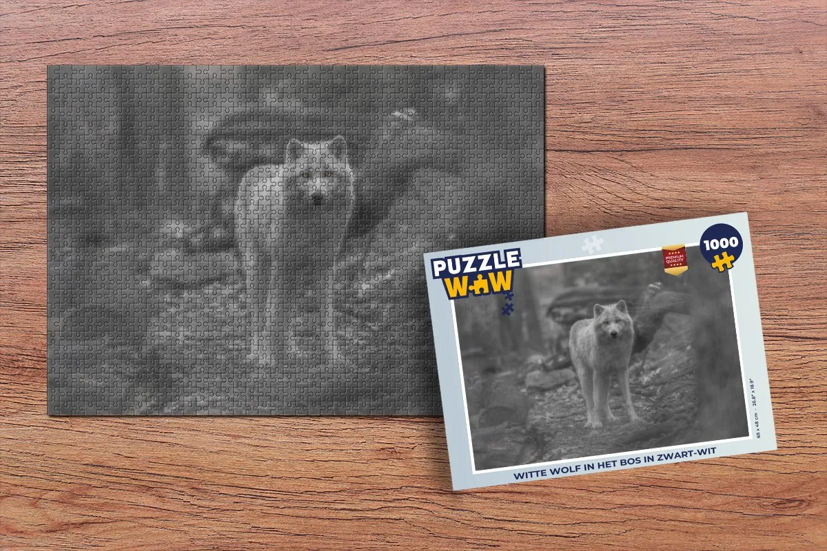 PuzzleWow Legpuzzel Witte Wolf in het Bos 1000 Stuks - Multicolor