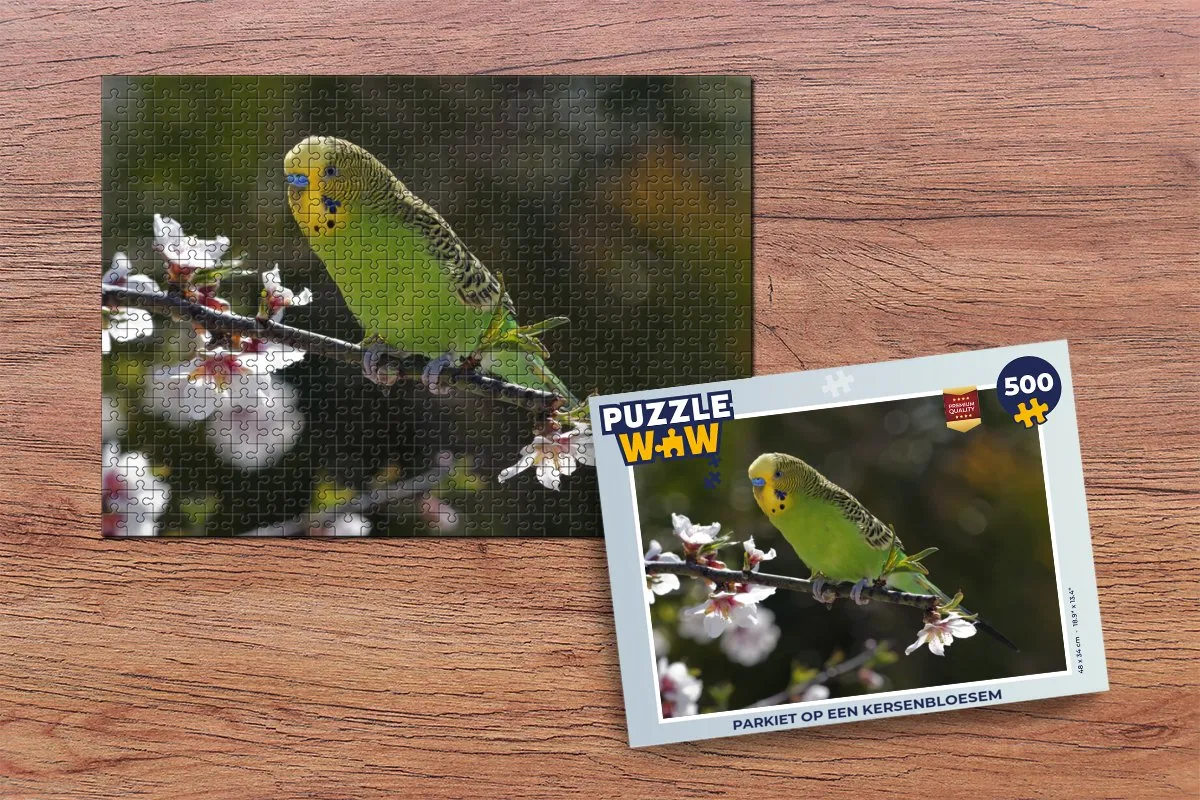 PuzzleWow Puzzel Parkiet op een kersenbloesem - 500 Stukjes - Multicolor