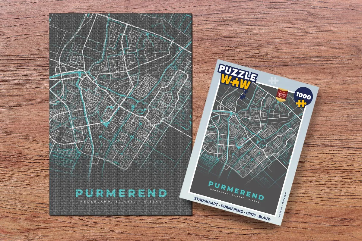 PuzzleWow Stadskaart Purmerend Legpuzzel 1000 Stuks - Multicolor