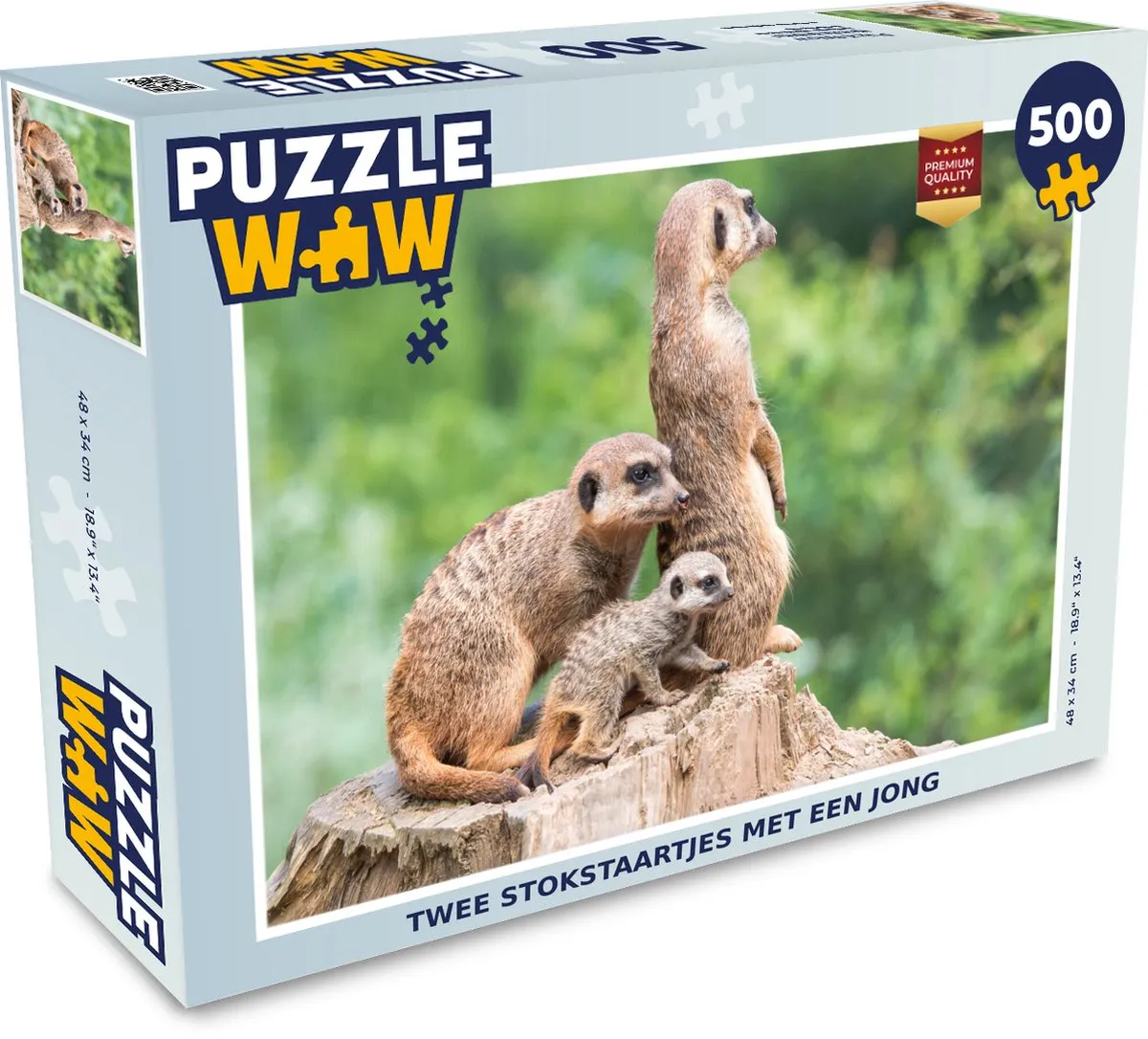 PuzzleWow Stokstaartjes Boomstronk Jong Legpuzzel 500 Stuks