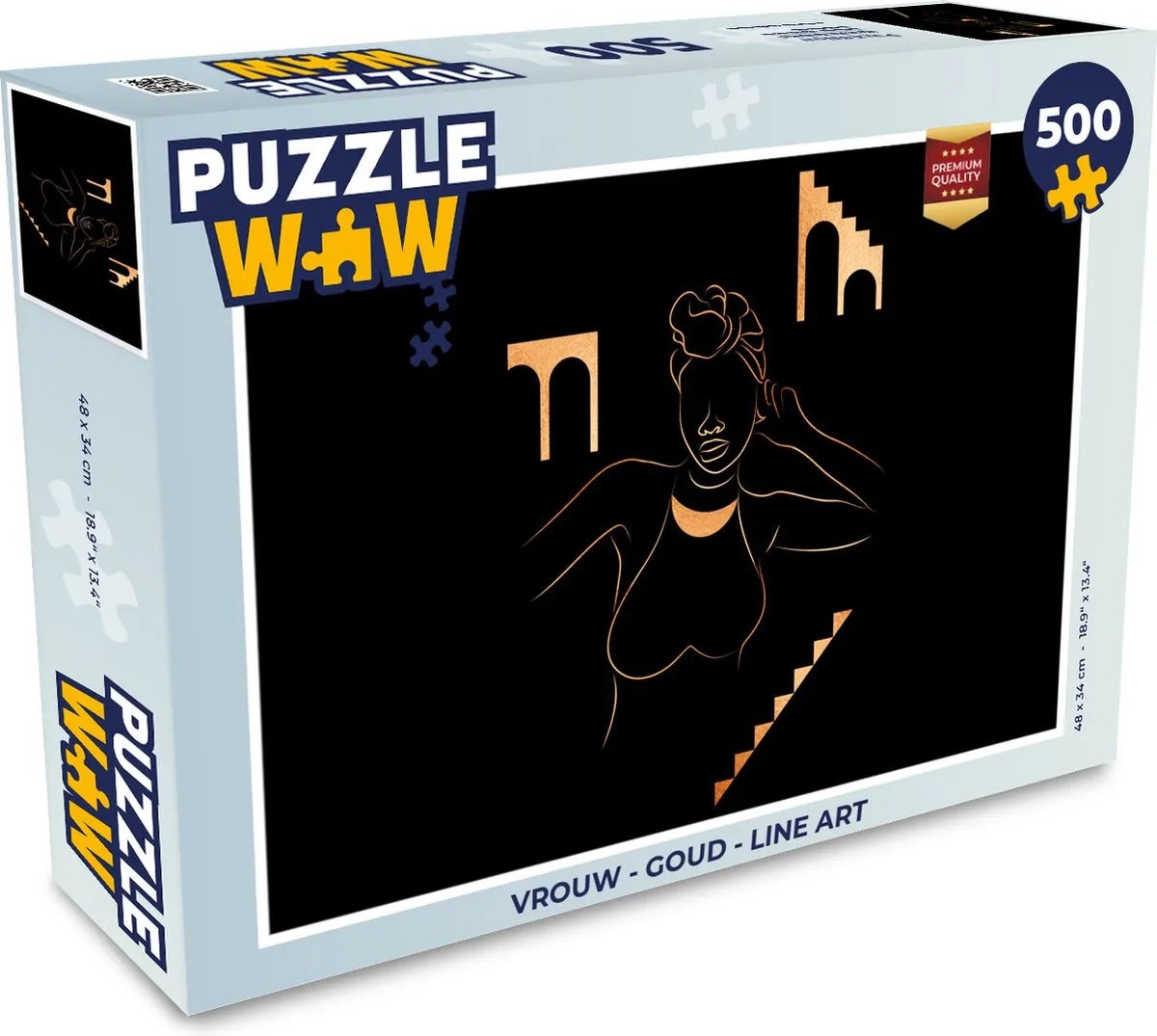 PuzzleWow Legpuzzel 500 Stuks - Goud Line Art - Multicolor