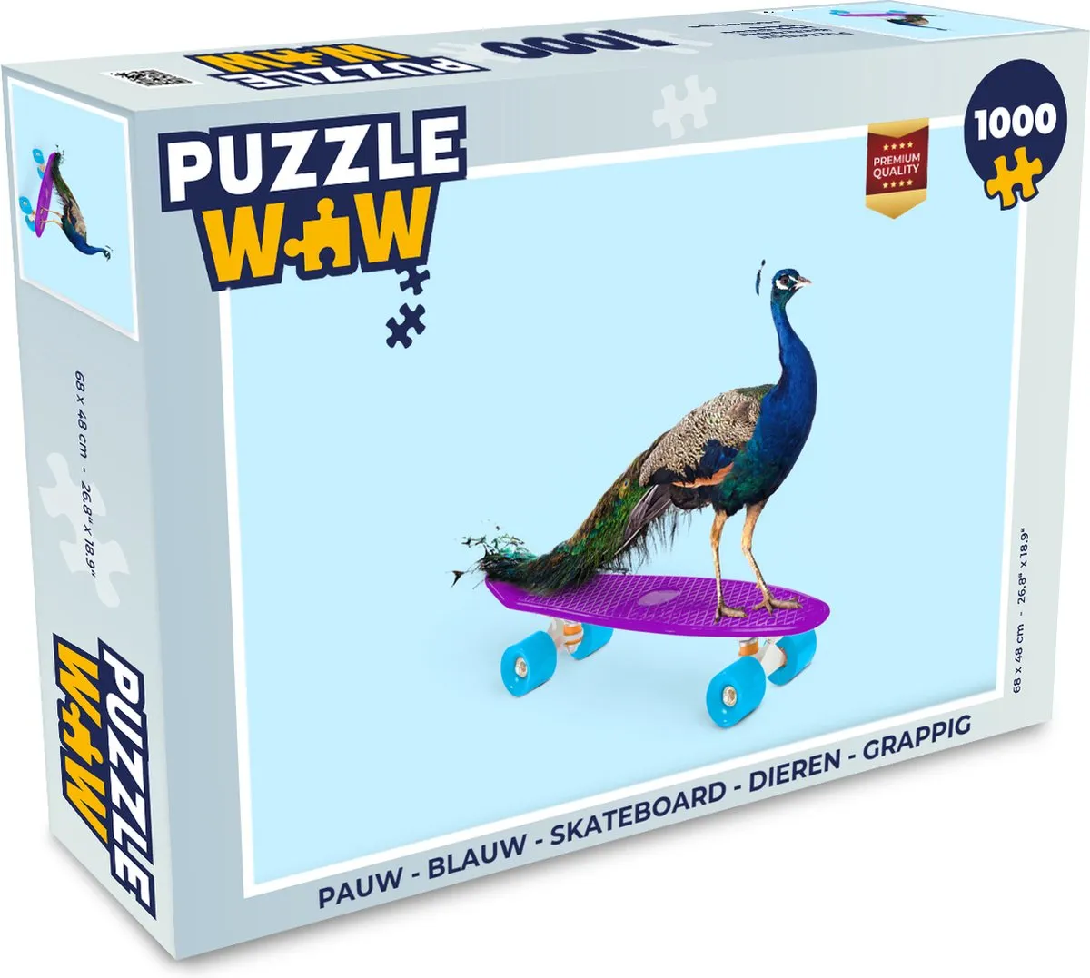 PuzzleWow Skateboard Dieren Puzzel 1000 Stuks - Multicolor