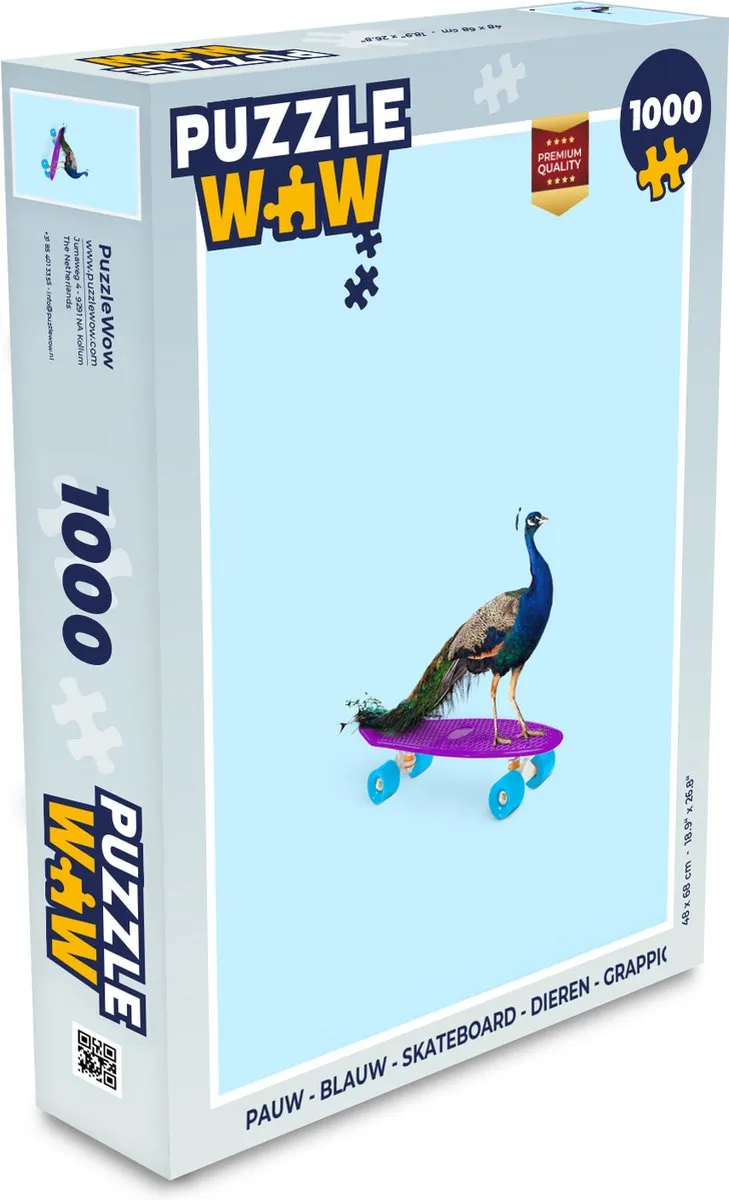 PuzzleWow Skateboard Dieren Puzzel 1000 Stuks - Multicolor