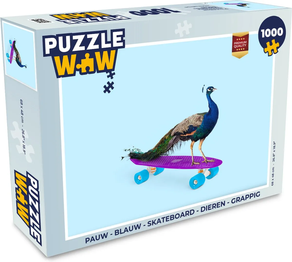 PuzzleWow Skateboard Dieren Puzzel 1000 Stuks