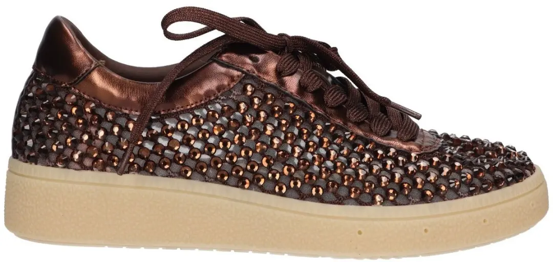 La Strada Sneaker Met Steentjes Bruin Mesh