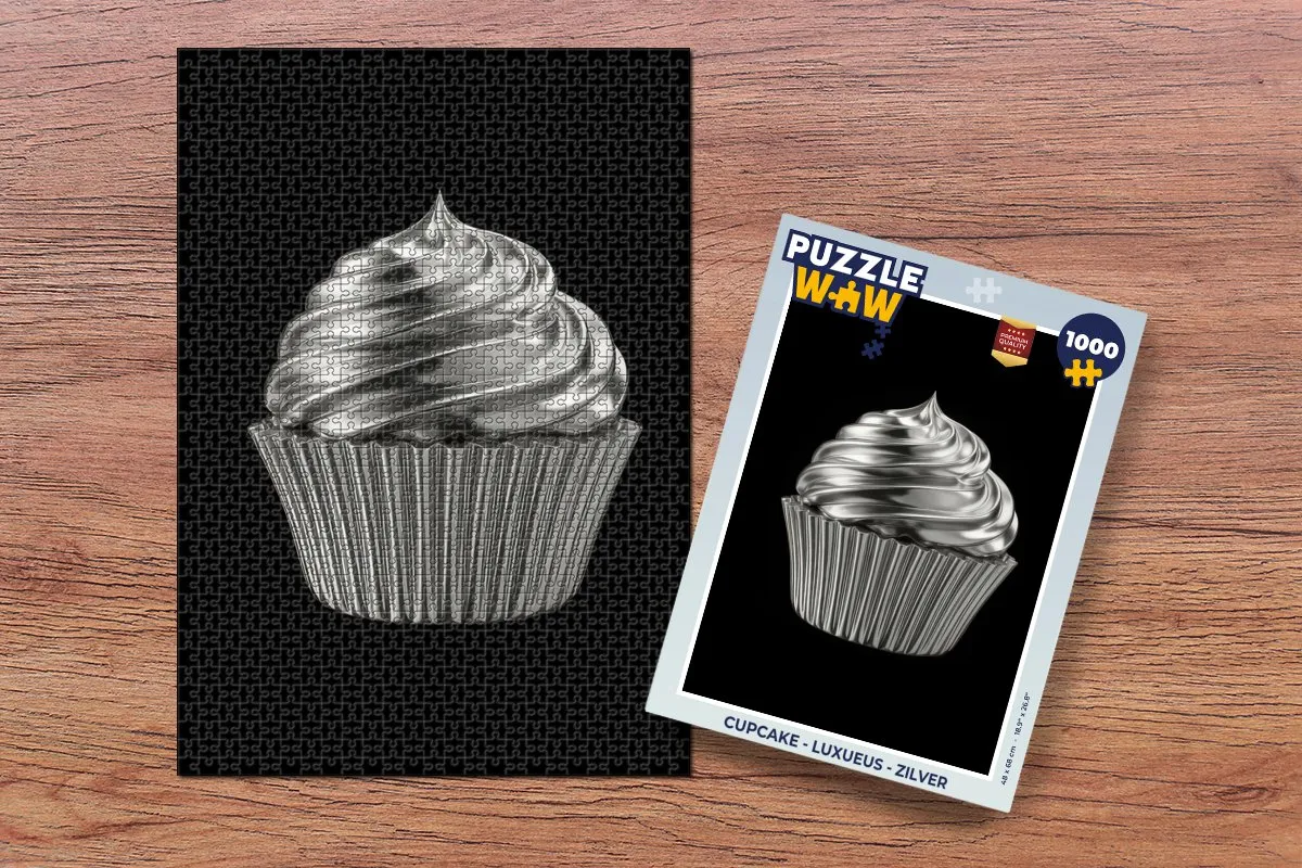 PuzzleWow Cupcake Legpuzzel 1000 Stuks - Zilver