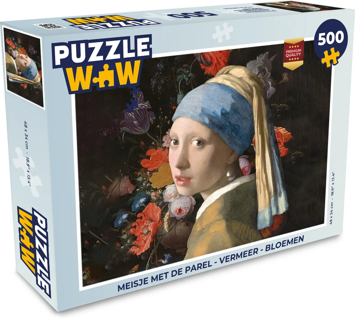 PuzzleWow Vermeer Meisje met de parel Legpuzzel 500 Stuks - Multicolor