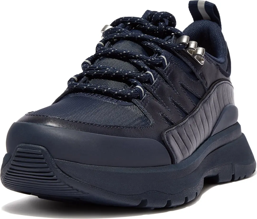 FitFlop Neo-D-Hyker outdoor sneakers van leder-mix BLAUW