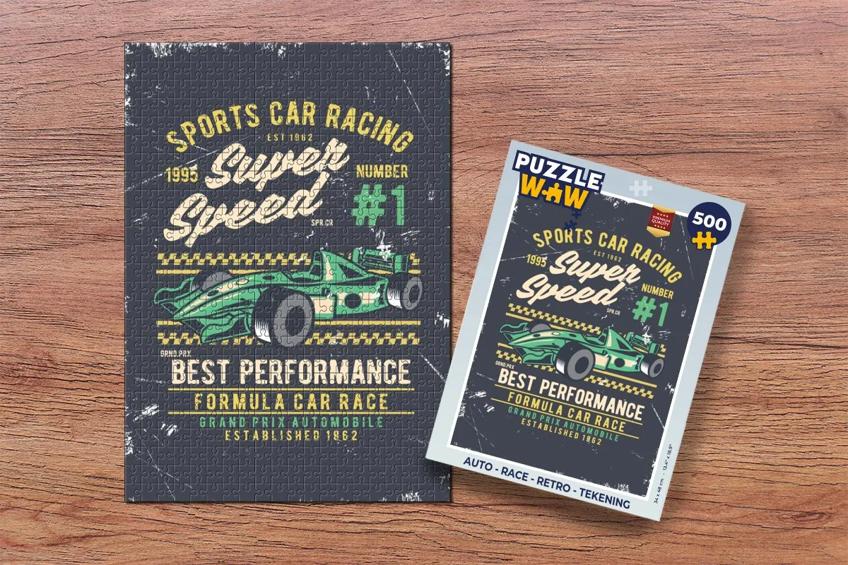 PuzzleWow Auto Race Retro Legpuzzel 500 Stuks - Multicolor