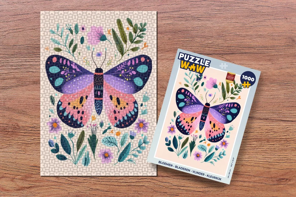 PuzzleWow Vlinder Bloemen Legpuzzel 1000 Stuks