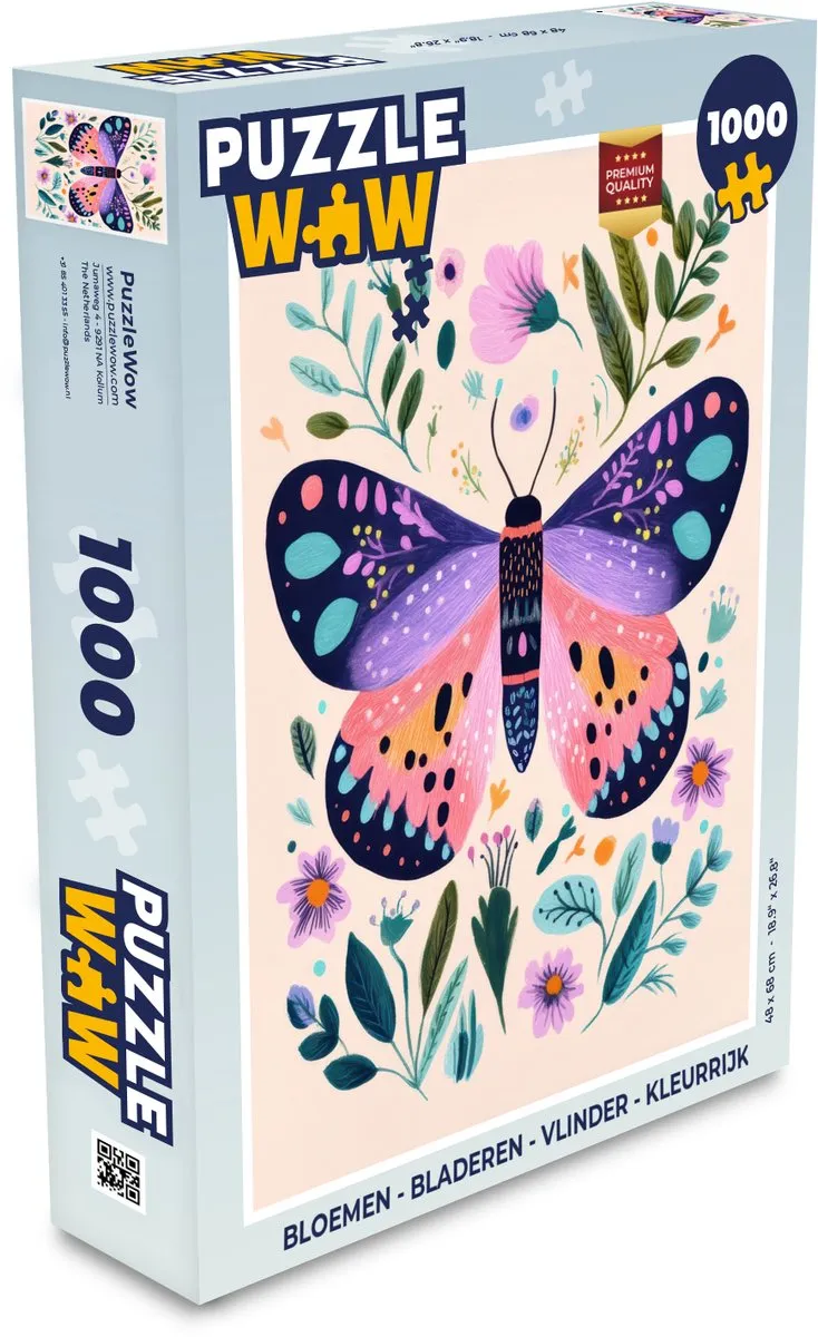 PuzzleWow Vlinder Bloemen Legpuzzel 1000 Stuks