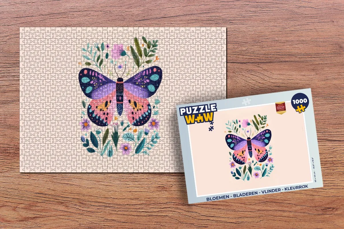 PuzzleWow Vlinder Bloemen Legpuzzel 1000 Stuks