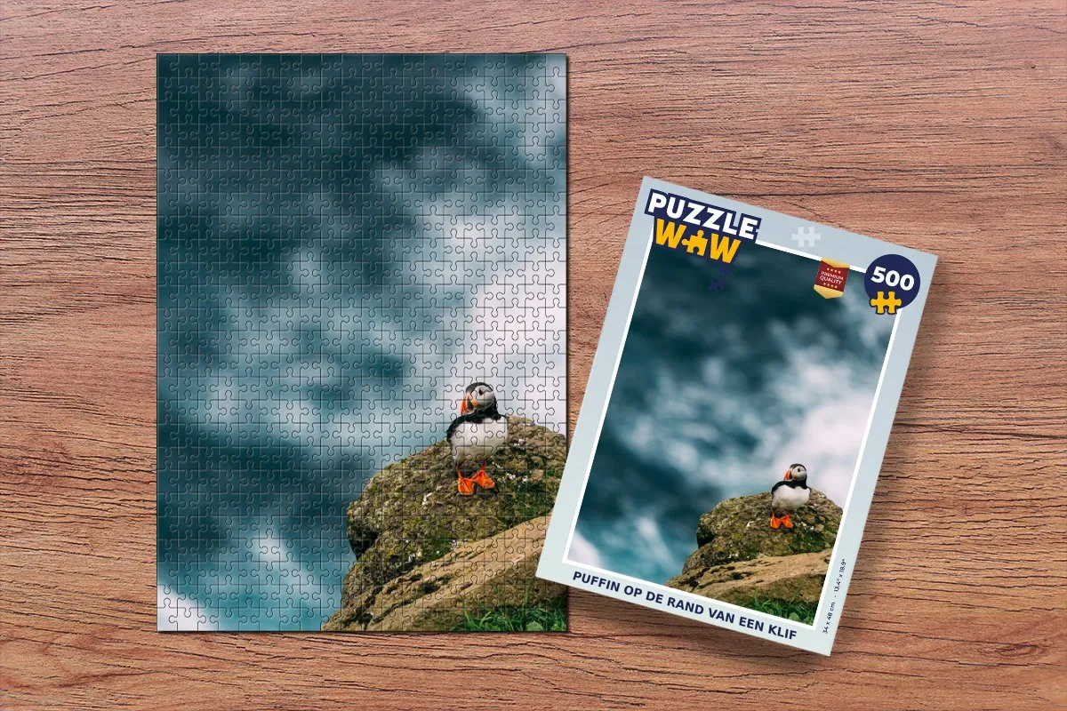 PuzzleWow Puzzel Puffin op de rand van een klif - 500 Stuks - Multicolor