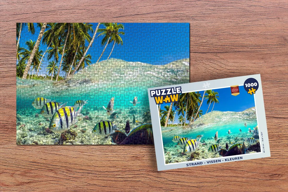 PuzzleWow Strand Vissen Legpuzzel 1000 Stuks - Multicolor