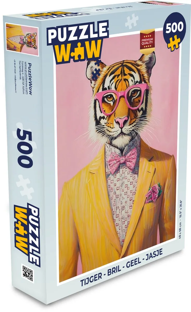 PuzzleWow Tijger Legpuzzel 500 Stuks - Geel