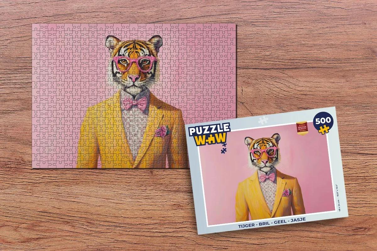 PuzzleWow Tijger Legpuzzel 500 Stuks - Geel
