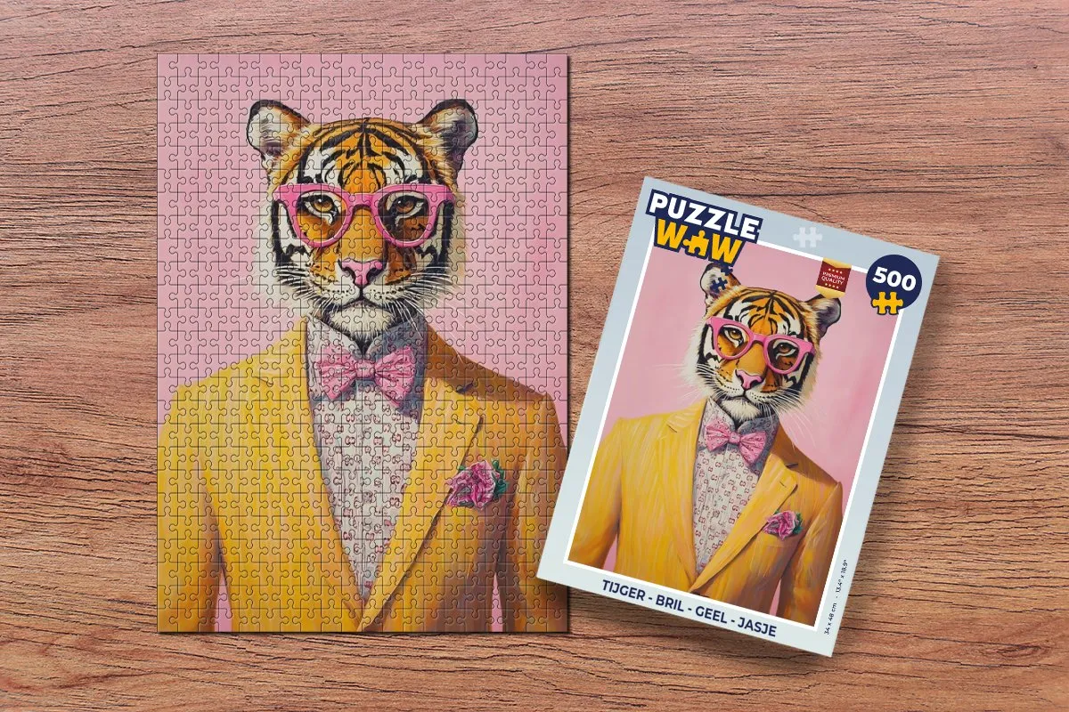 PuzzleWow Tijger Legpuzzel 500 Stuks - Geel