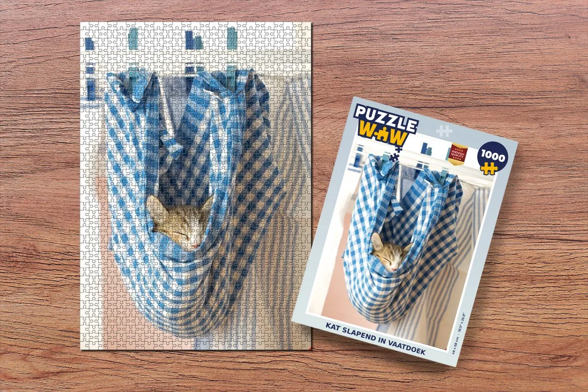 PuzzleWow Kat Slapen Legpuzzel 1000 Stuks - Multicolor