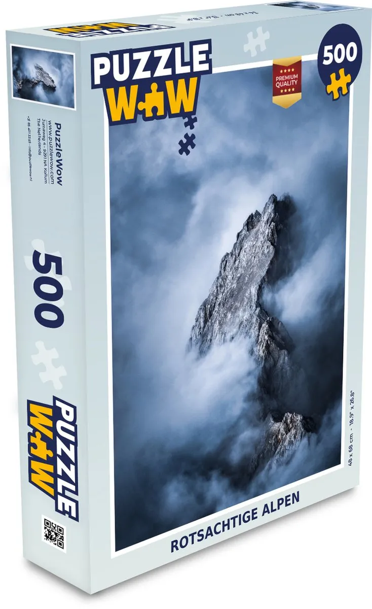 PuzzleWow Alpen Rots Wolken Legpuzzel 500 Stuks