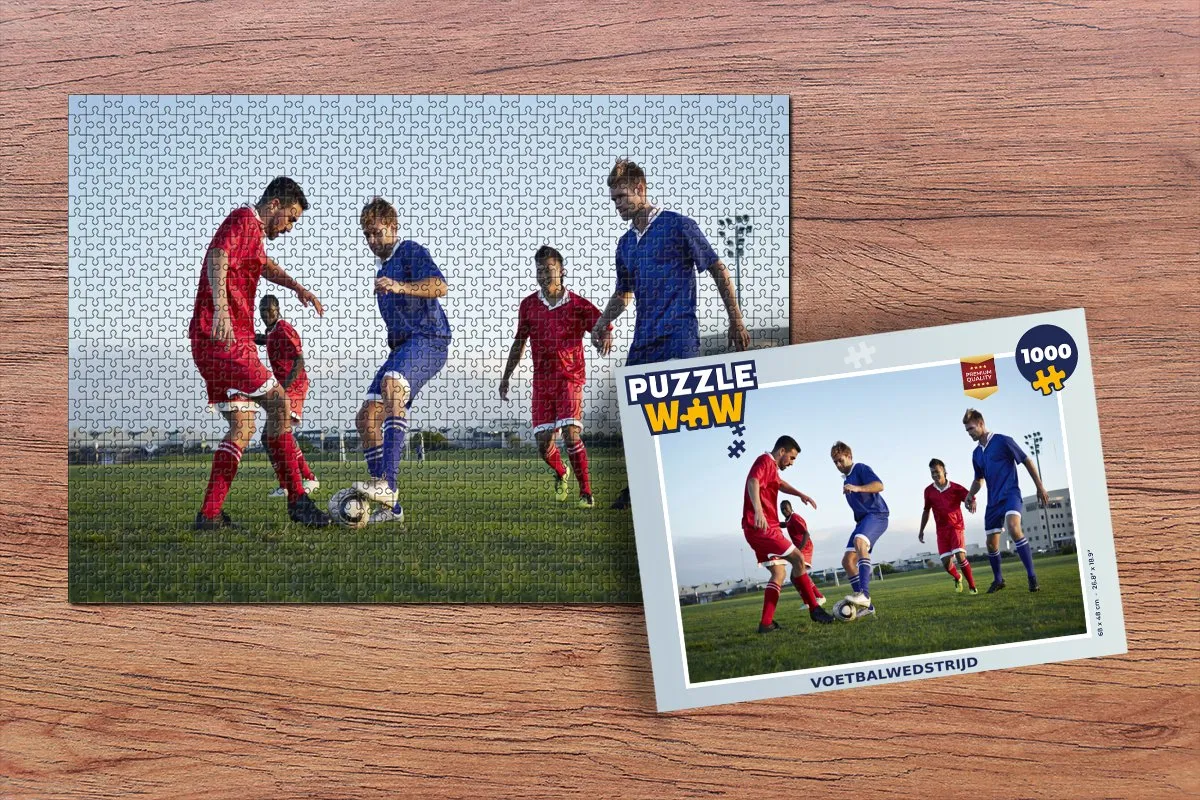 PuzzleWow Voetbalwedstrijd Legpuzzel 1000 Stuks - Multicolor