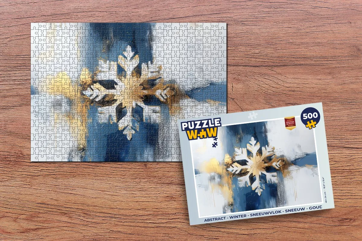 PuzzleWow Abstract Winter Sneeuwvlok Legpuzzel 500 Stuks - Blauw