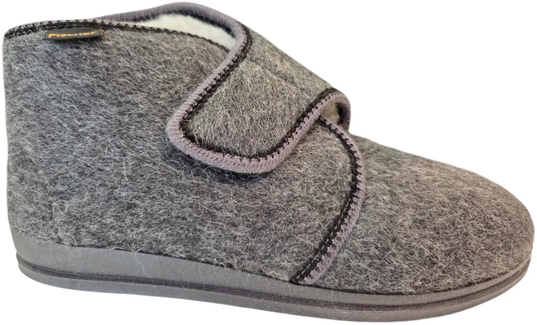 Fischer 2613 82 Hoge Pantoffels Grijs 100% Wol Heren