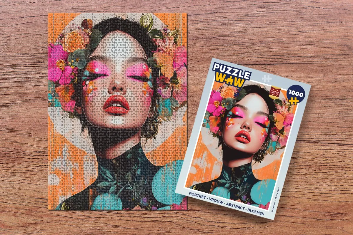 PuzzleWow Portret Abstract Bloemen Legpuzzel 1000 Stuks
