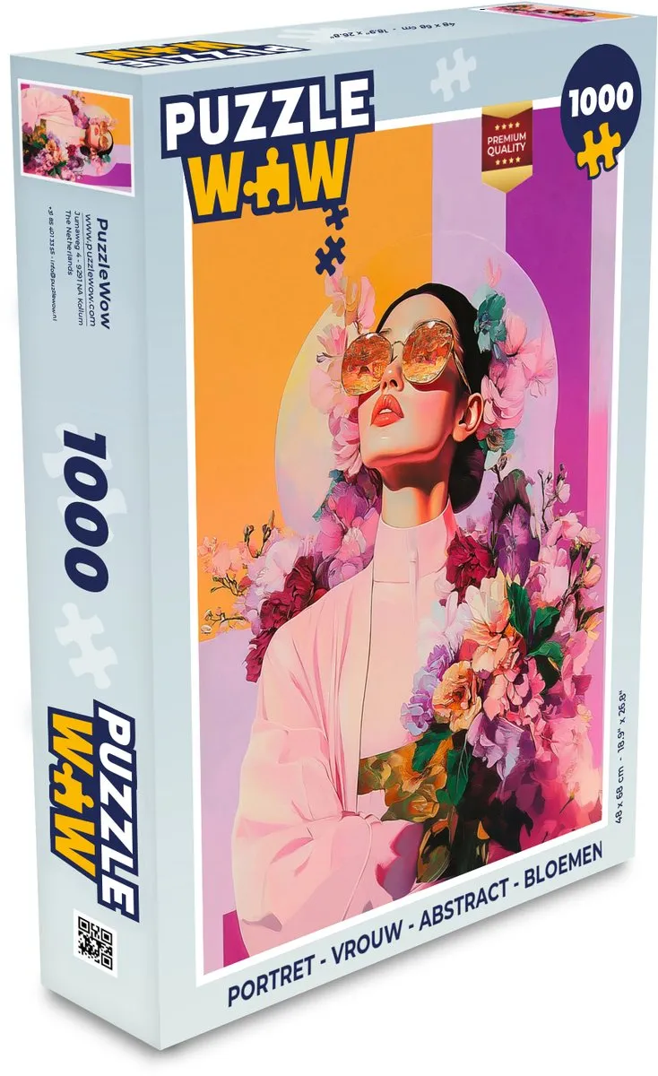 PuzzleWow Portret Abstract Bloemen Legpuzzel 1000 Stuks