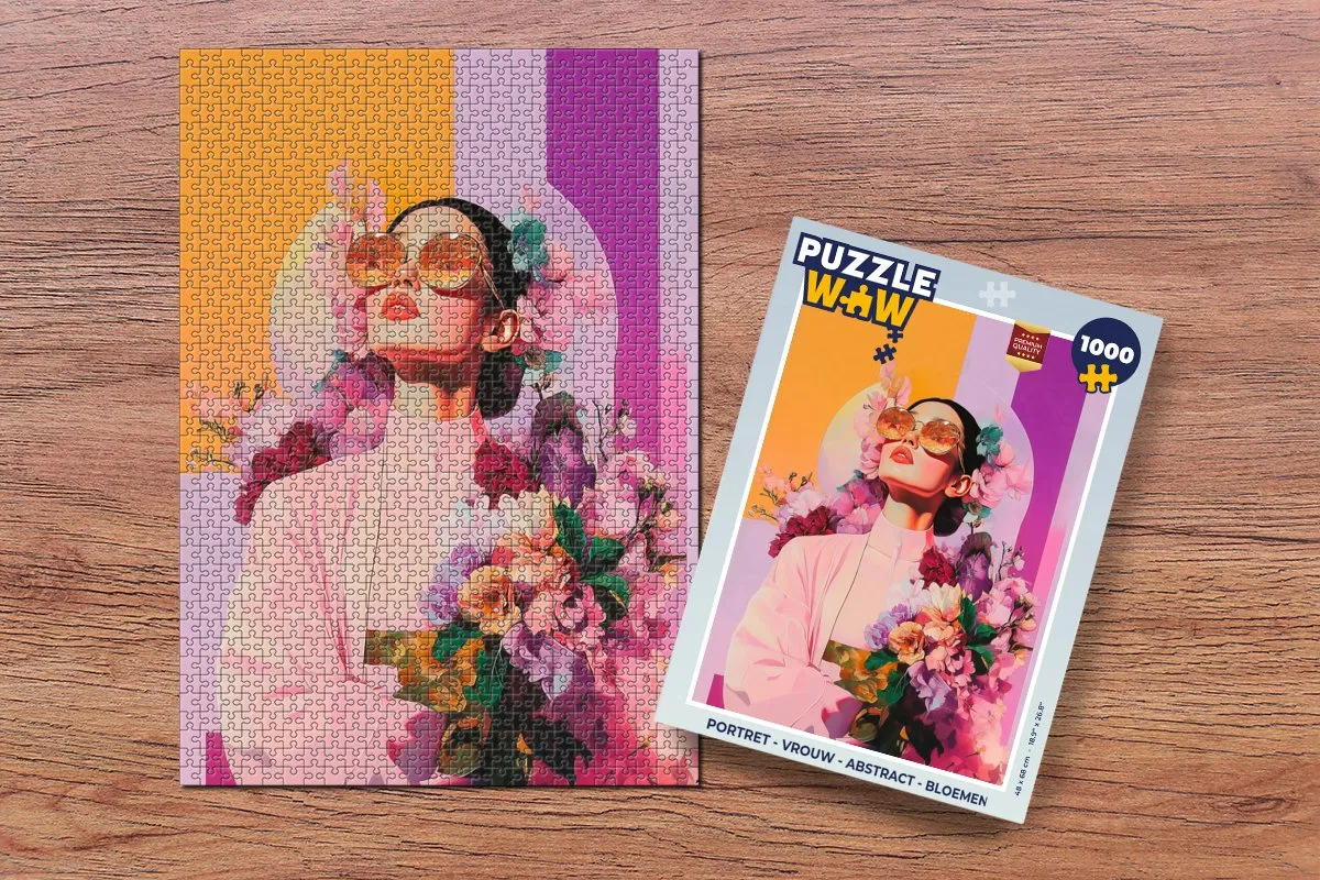 PuzzleWow Portret Abstract Bloemen Legpuzzel 1000 Stuks