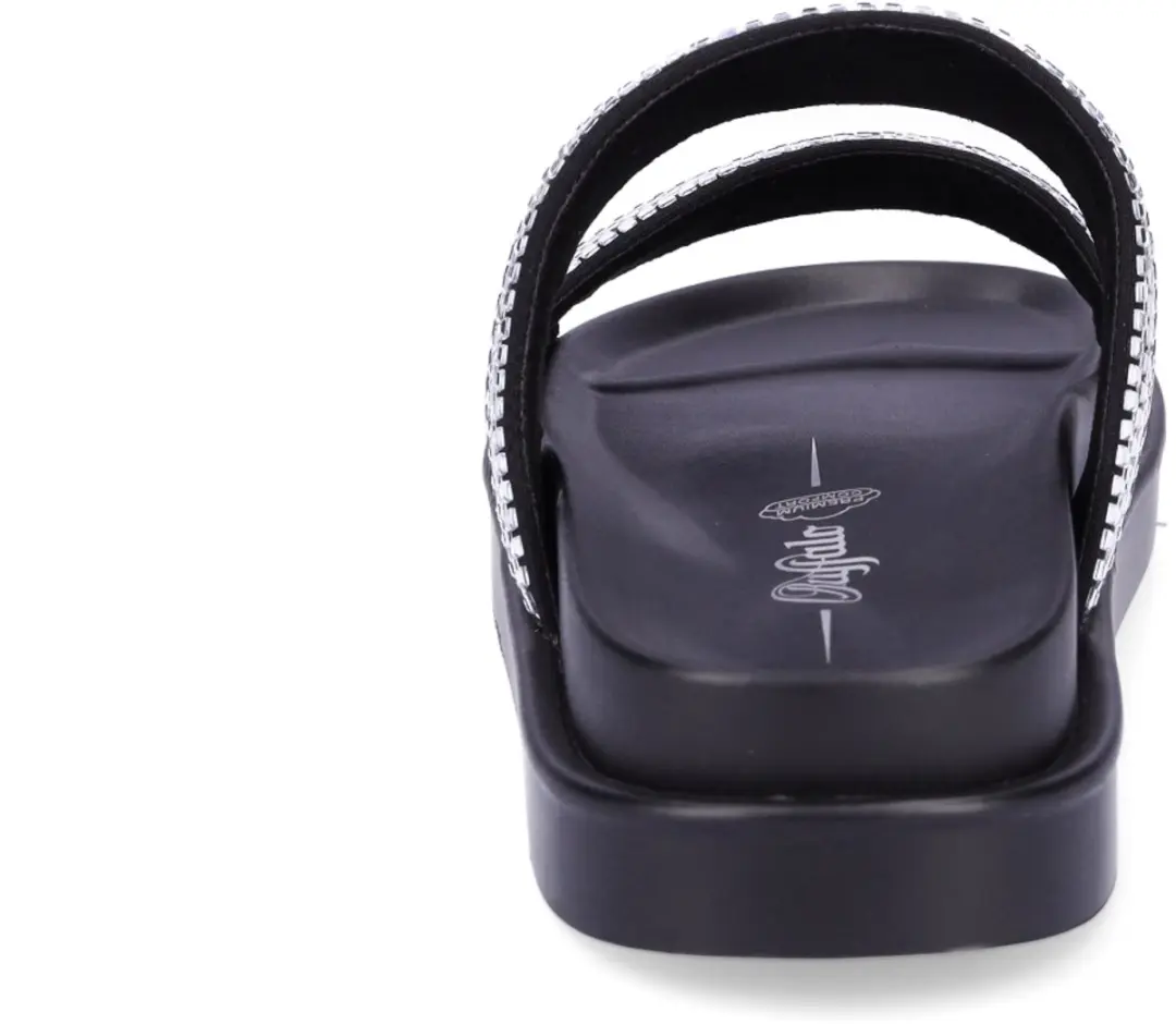 Buffalo Sol TSS Glam Dames Muiltjes - Zwart-Zilver