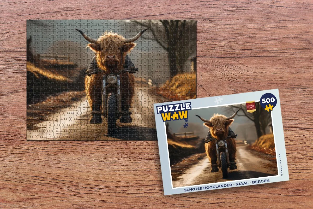 PuzzleWow Schotse Hooglander Puzzle 500 Stuks - Bergen