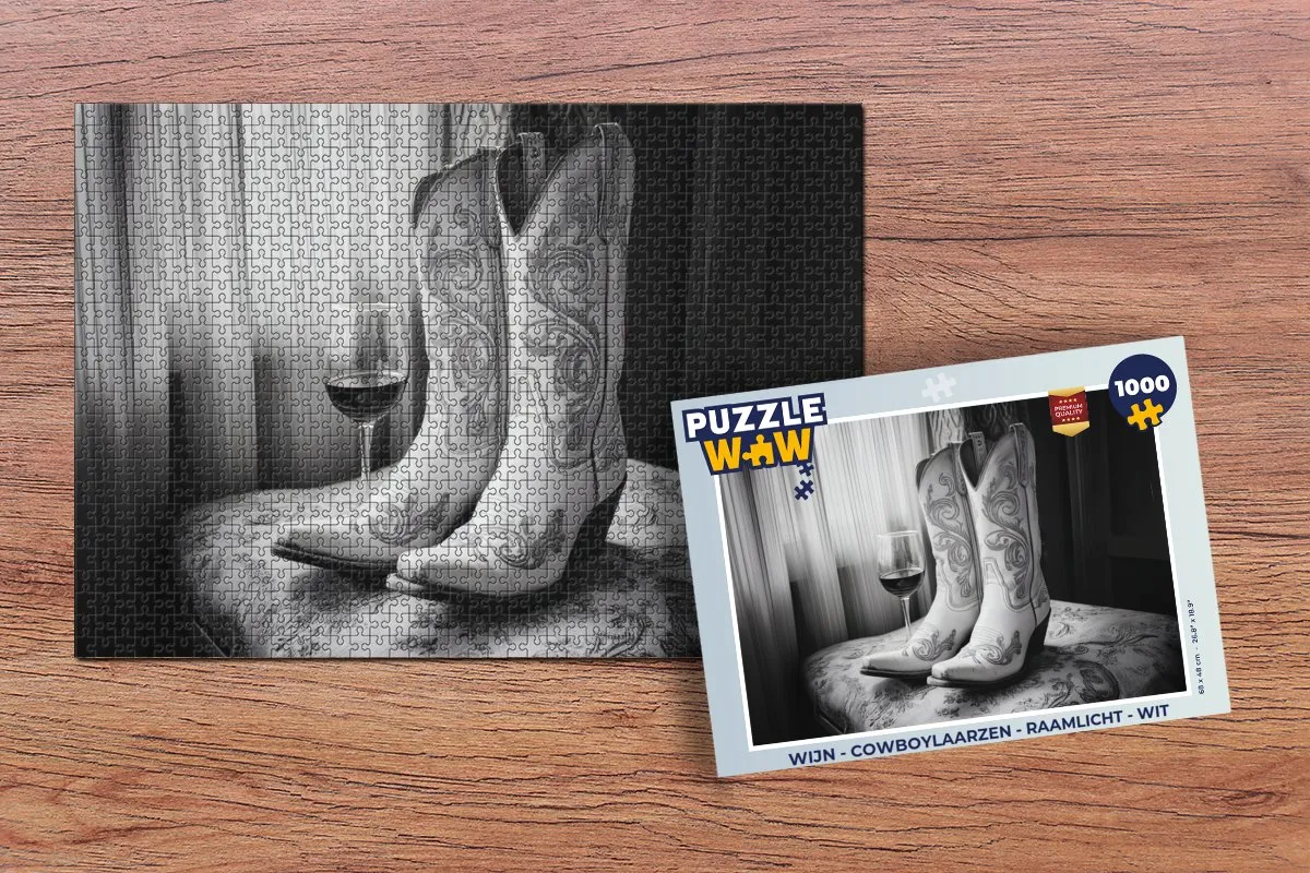 PuzzleWow Cowboylaarzen Wijn Legpuzzel 1000 Stuks