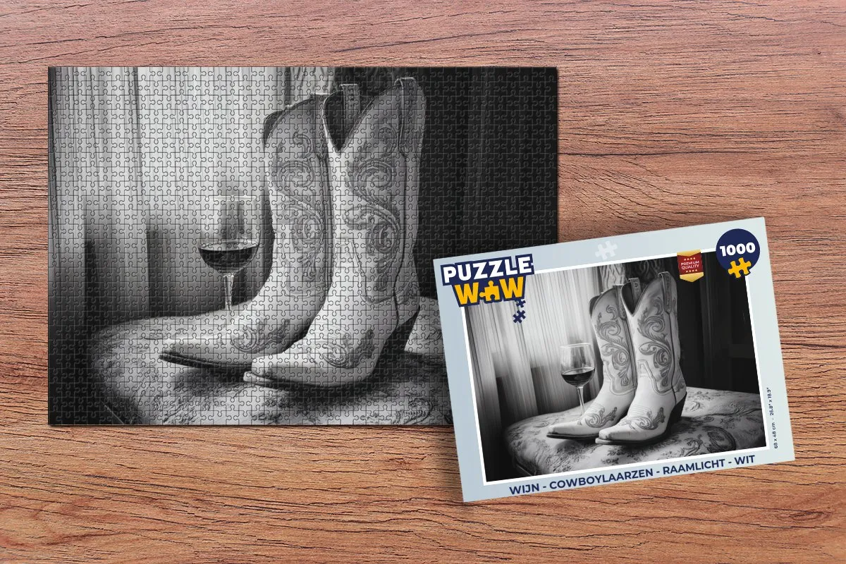 PuzzleWow Cowboylaarzen Wijn Legpuzzel 1000 Stuks