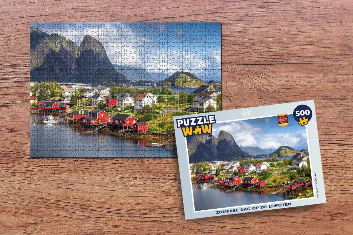 PuzzleWow Legpuzzel Zomerse dag op de Lofoten 500 Stuks - Multicolor