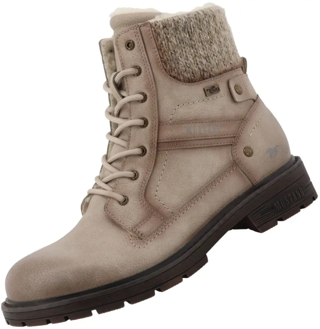 Mustang dames enkellaars TEX gevoerd Beige
