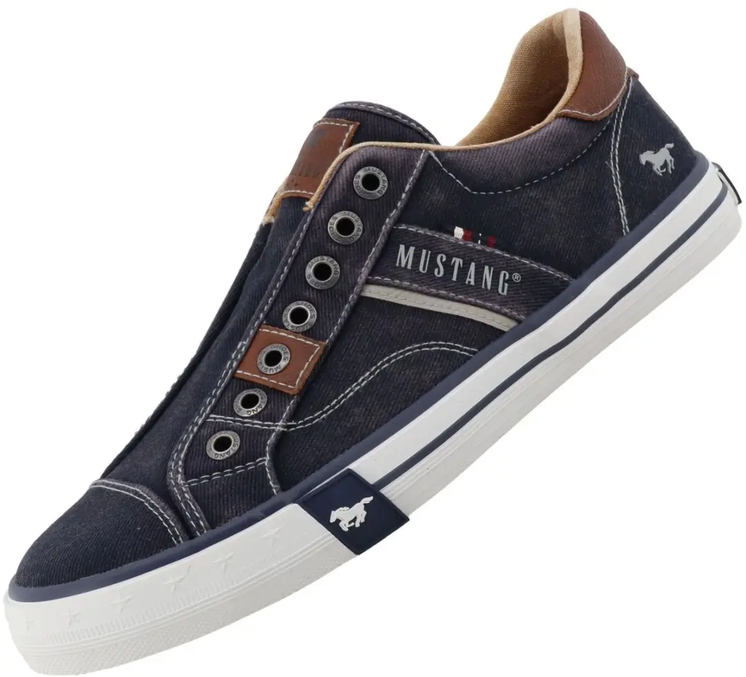 Mustang heren sneaker van canvas blauw