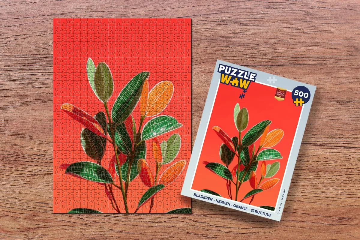 PuzzleWow Legpuzzel 500 Stuks - Oranje Bladeren/Nerven