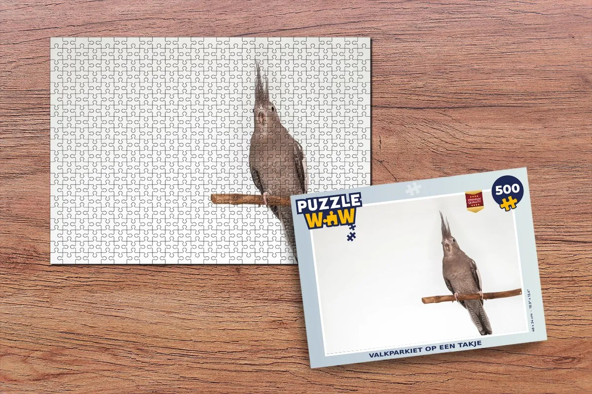 PuzzleWow Valkparkiet op een takje Legpuzzel 500 Stuks - Multicolor