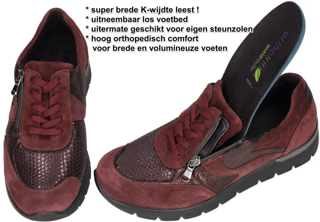 Wäldlaufer Ramona Orthotritt Dames Sneakers - Bordeaux - Maat 37