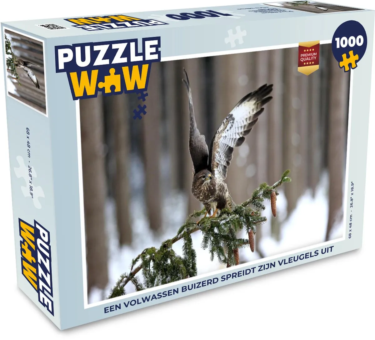 PuzzleWow Legpuzzel Een volwassen buizerd 1000 Stuks - Multicolor