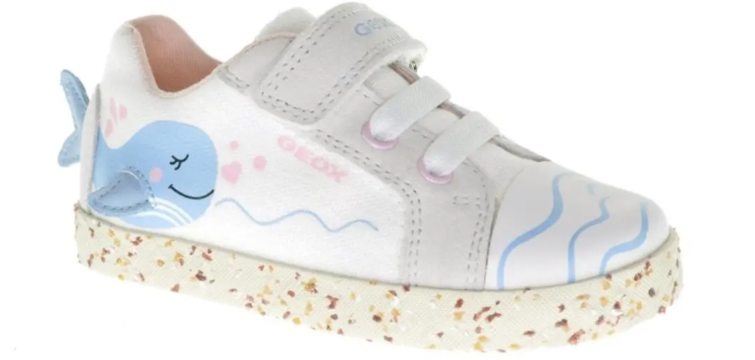 Geox Kilwi Witte Canvas Meisjes Met Dolfijn En Bumperneus maat 22