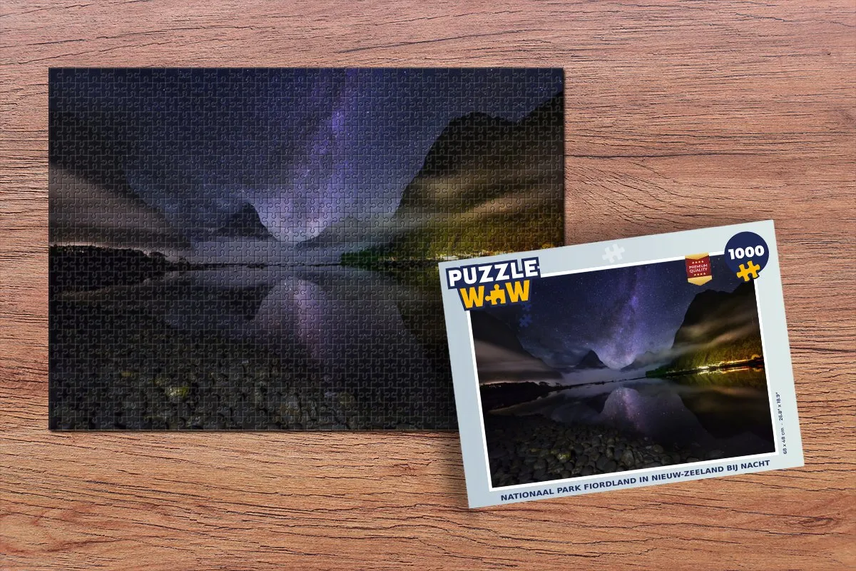 PuzzleWow Nationaal Park Fiordland Nachts Legpuzzel 1000 Stuks - Multicolor