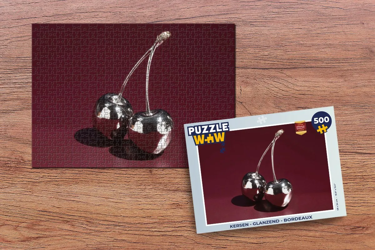 PuzzleWow Kersen Glanzend Legpuzzel 500 Stuks - Bordeaux