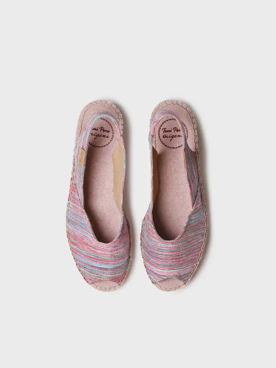 Espadrilles met open neus, sleehak en gestreepte stof voor dames