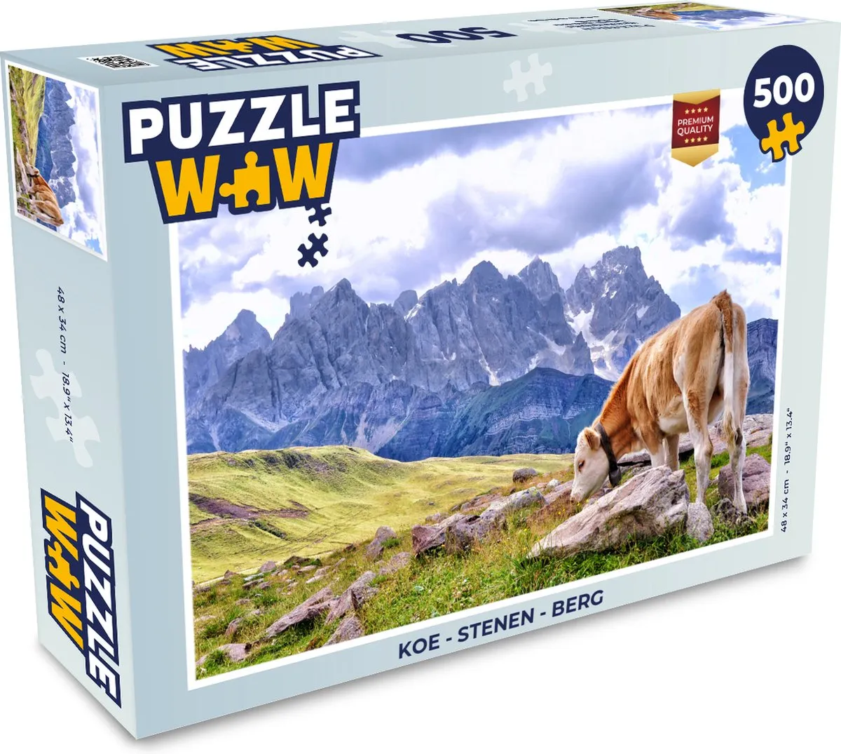 PuzzleWow Koe Berg Legpuzzel 500 Stuks - Multicolor