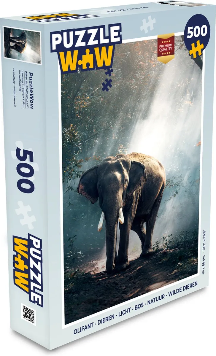 PuzzleWow Olifant Legpuzzel 500 Stuks - Multicolor