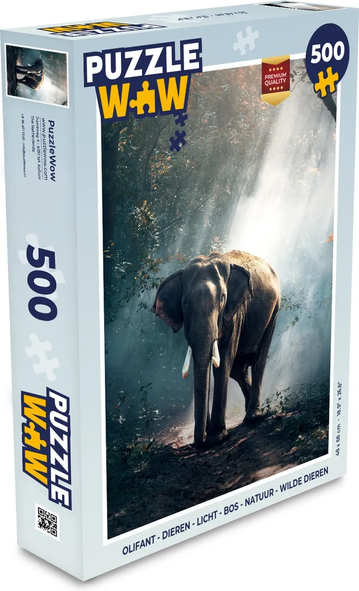 PuzzleWow Olifant Legpuzzel 500 Stuks - Multicolor