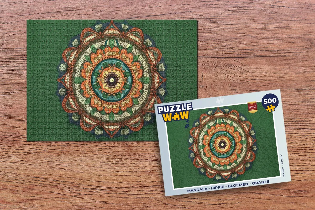 PuzzleWow Mandala Hippie Legpuzzel 500 Stuks - Multicolor